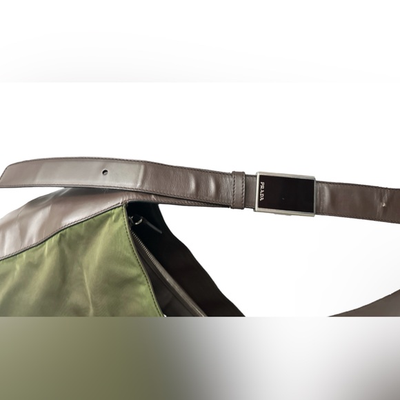 Prada Green Nylon Brown Leather Shoulder Bag - Picture 8 of 16